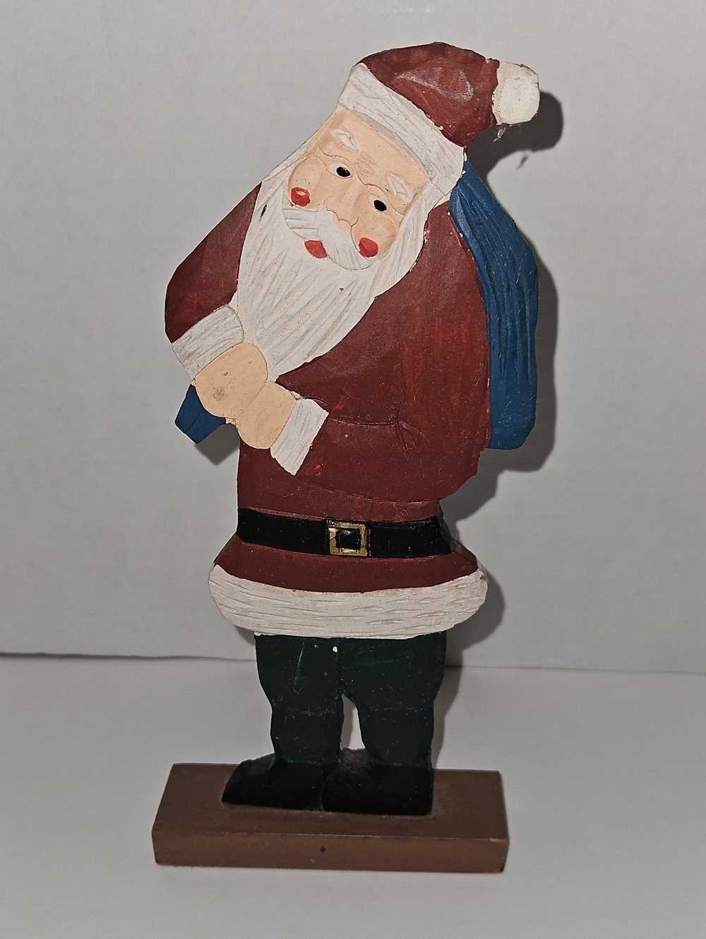 Handcrafted Red Santa Figurine Holiday Decor